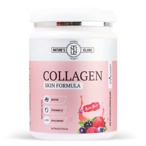 Nature's Island Collagen Skin Formula, For Women With Biotin, Hyaluronic Acid, Vitamin A,C,E For Glowing Skin, Healthy Hair & Nails, No Added Sugar, (Berry Blast, 250G, Pack Of 1)