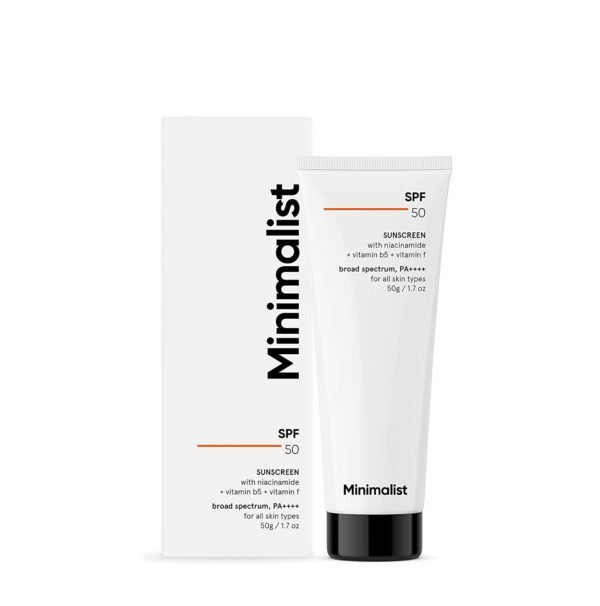 Minimalist Sunscreen SPF 50 Lightweight, No White Cast, Broad Spectrum PA ++++, Acne Safe| For Men & Women, 50 gm